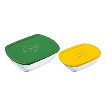 Komplekts 2 x PYREX stikla pārtikas trauki, 1,2/2,5 l