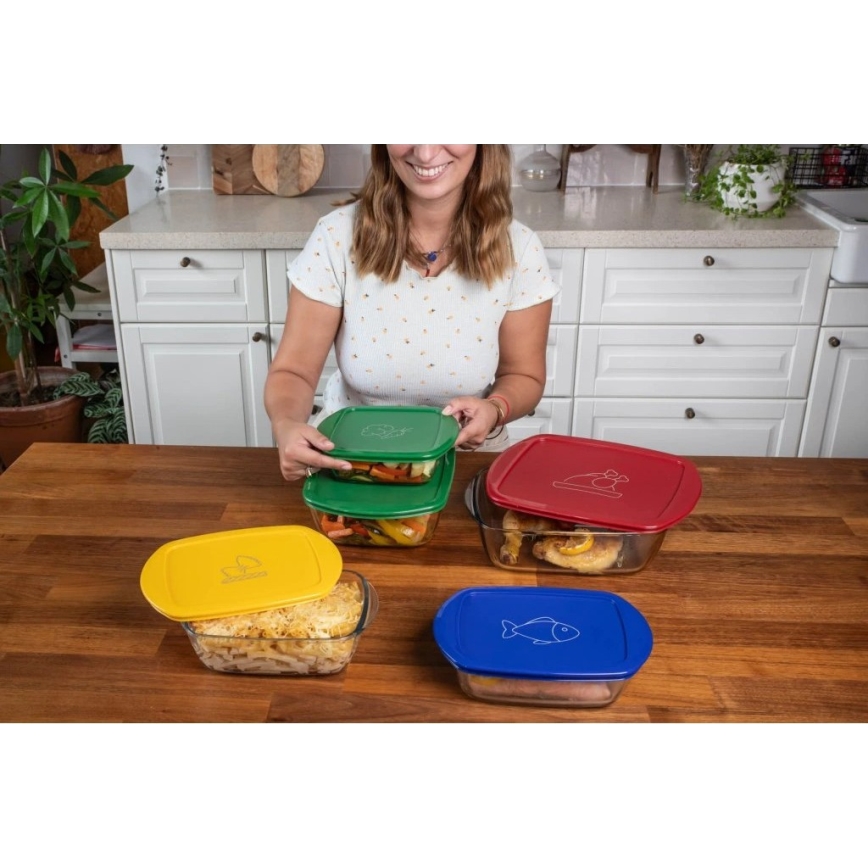 Komplekts 2 x PYREX stikla pārtikas trauki, 1,2/2,5 l