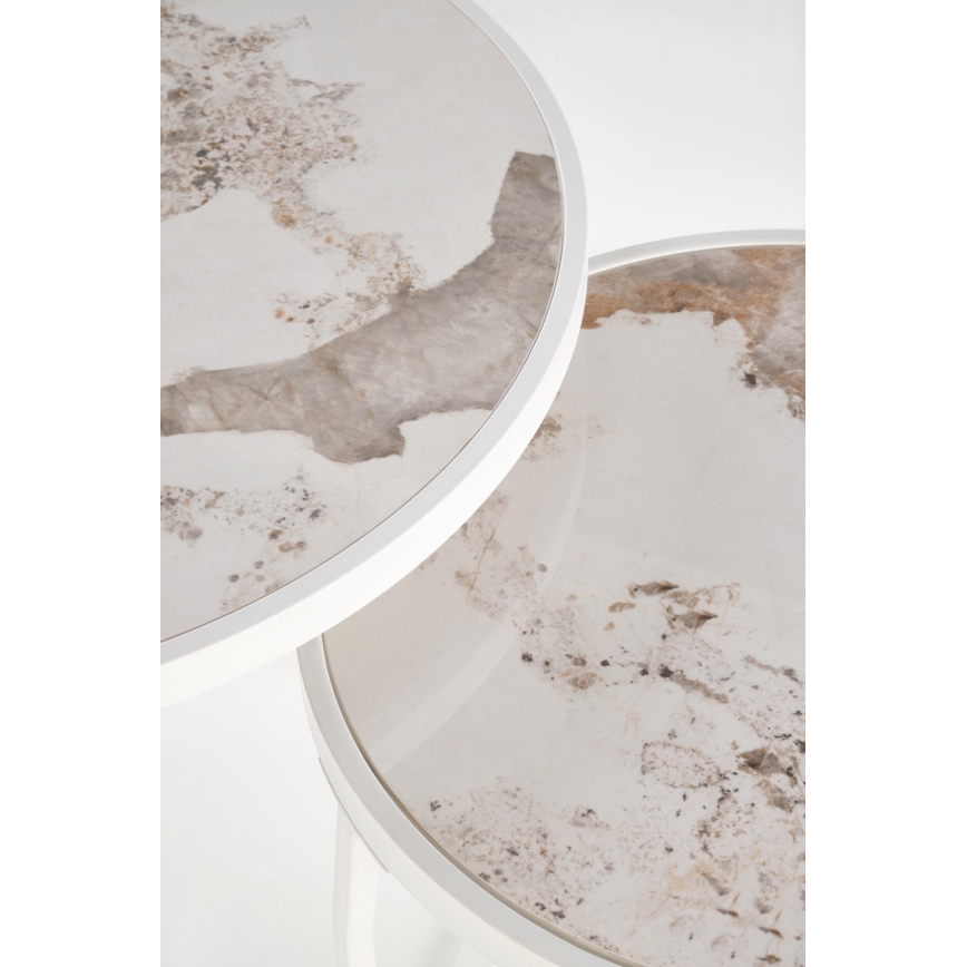 Komplekts 2x AURORO kafijas galdiņi, bēši/balti