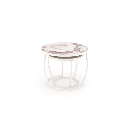 Komplekts 2x AURORO kafijas galdiņi, bēši/balti