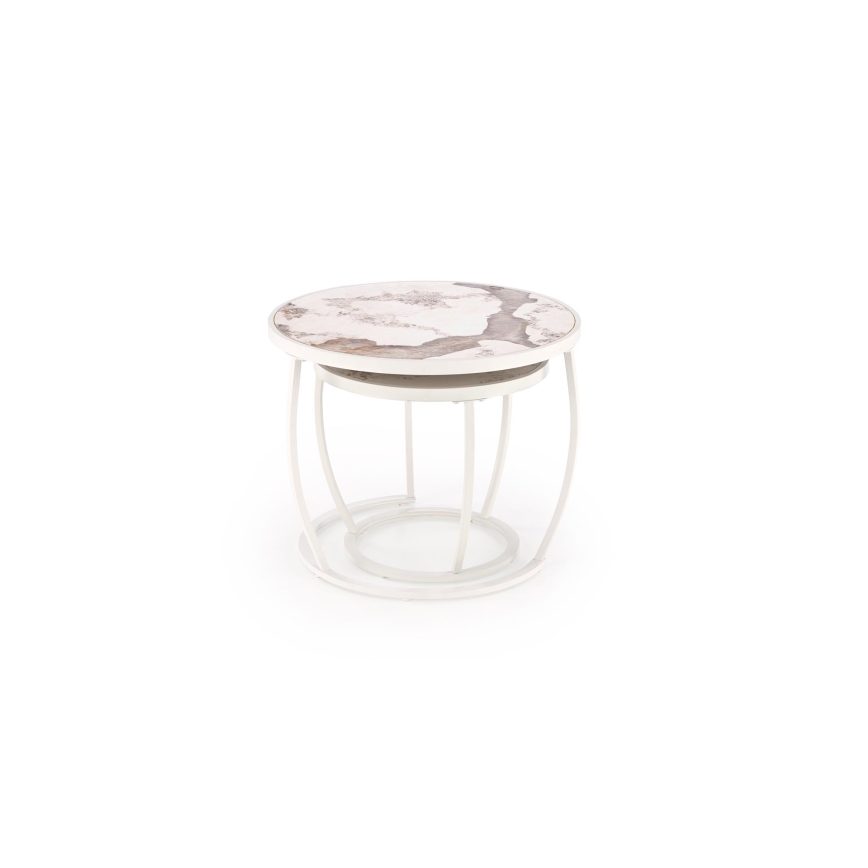 Komplekts 2x AURORO kafijas galdiņi, bēši/balti