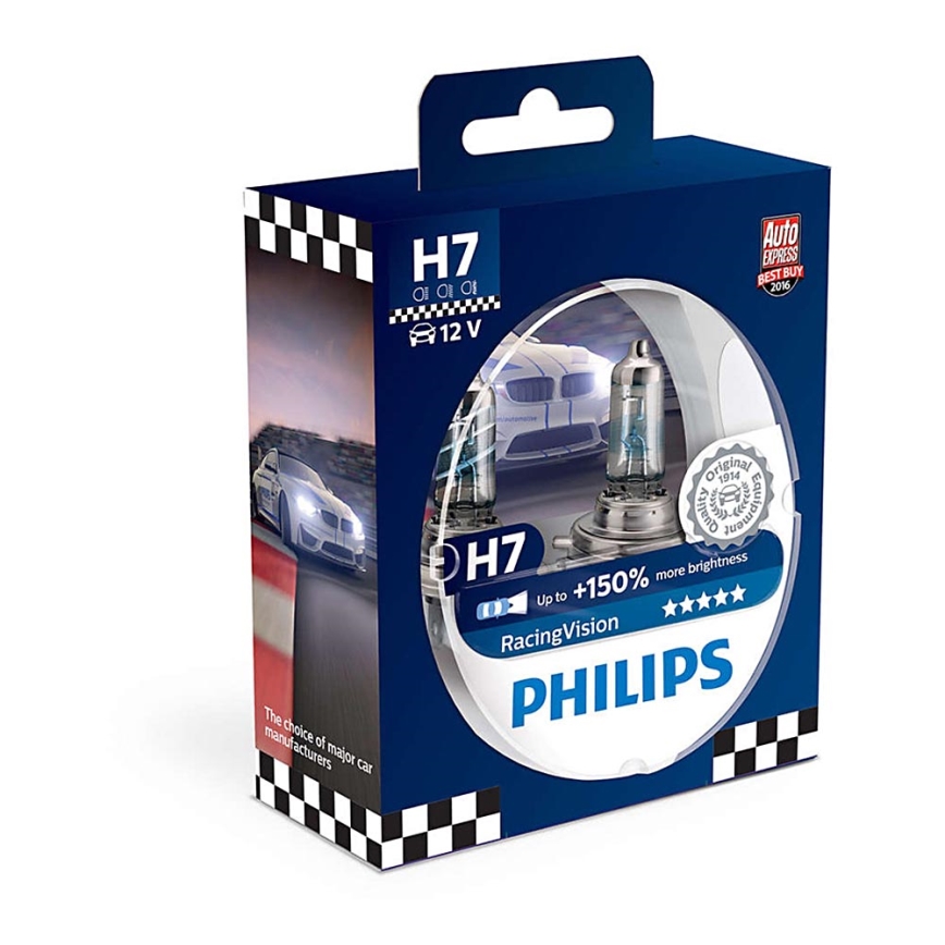 KOMPLEKTS 2x Auto spuldze Philips RACINGVISION 12972RVS2 H7 PX26d/55W/12V 3500K