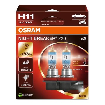 KOMPLEKTS 2x Auto spuldzes NIGHT BREAKER H11 PGJ19-2/55W/12V - Osram