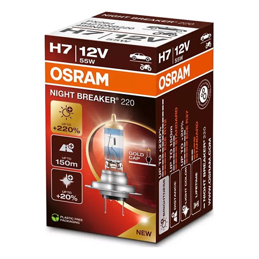 KOMPLEKTS 2x Auto spuldzes NIGHT BREAKER H7 PX26d/55W/12V - Osram
