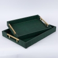 KOMPLEKTS 2x Dekoratīva paplāte 40x30/34x24 cm zaļa
