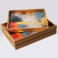KOMPLEKTS 2x Dekoratīva paplāte 40x30/35x25 cm zelta