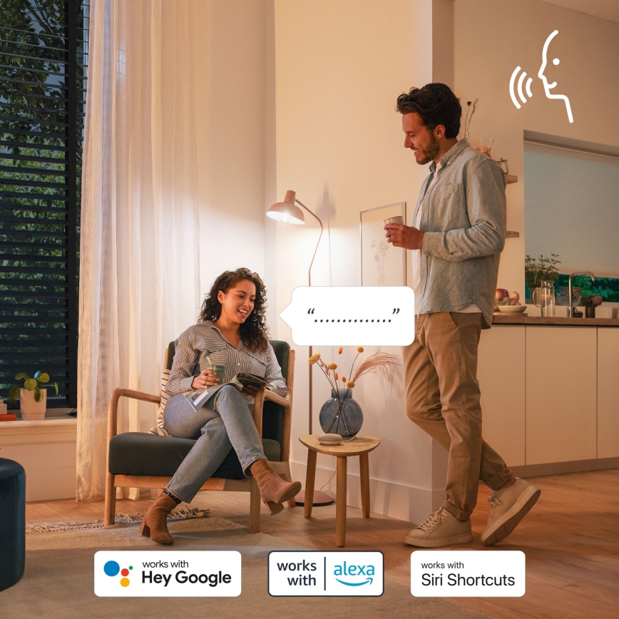 Komplekts 2x LED RGB aptumšojamas spuldzes Philips SMART C37 E14/4,9W/230V 2200-6500K CRI 90