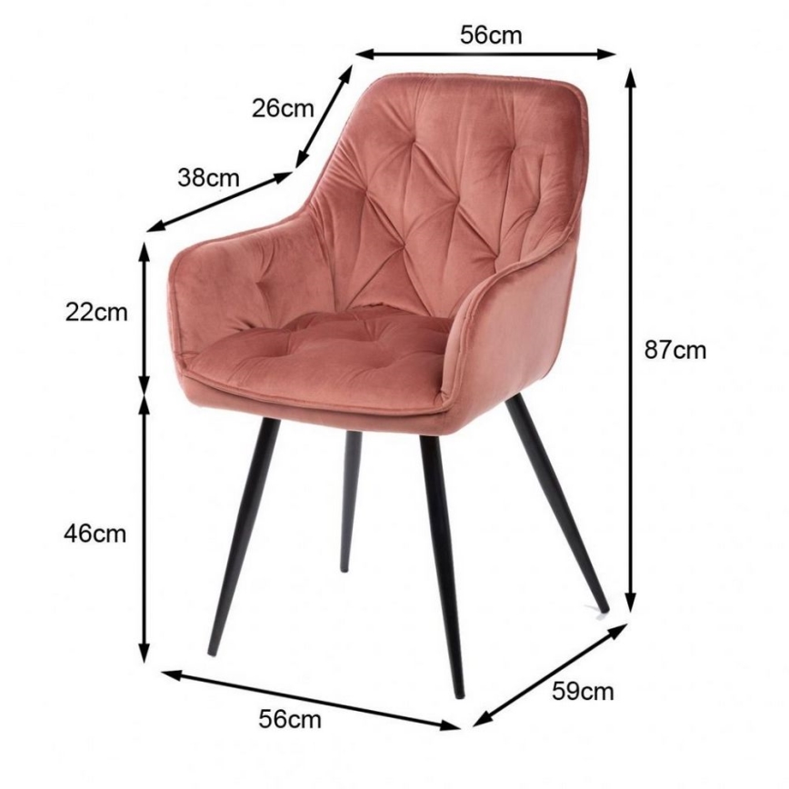 KOMPLEKTS 2x Ēdamistabas krēsls HANA rozā