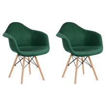 KOMPLEKTS 2x Ēdamistabas krēsls NEREA 80x60,5 cm zaļa/dižskābardis