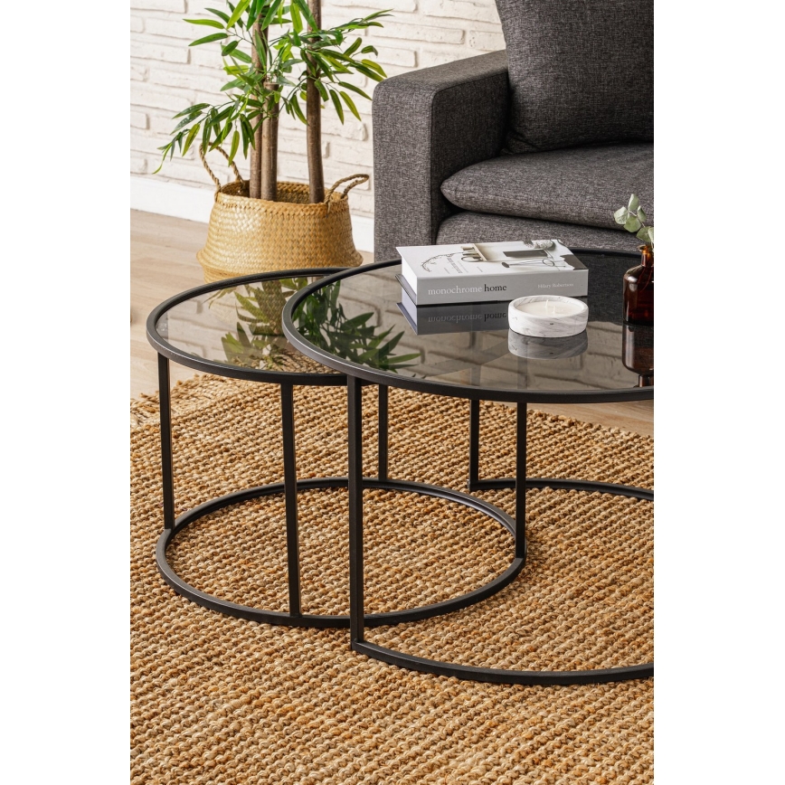 KOMPLEKTS 2x Kafijas galdiņš TOKYO d. 60/80 cm melna