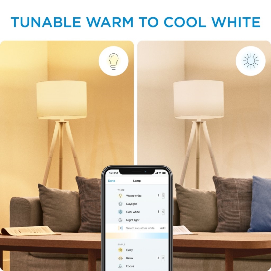 KOMPLEKTS 2x LED Aptumšojama spuldze C37 E14/4,9W/230V 2700-6500K CRI 90 Wi-Fi - WiZ