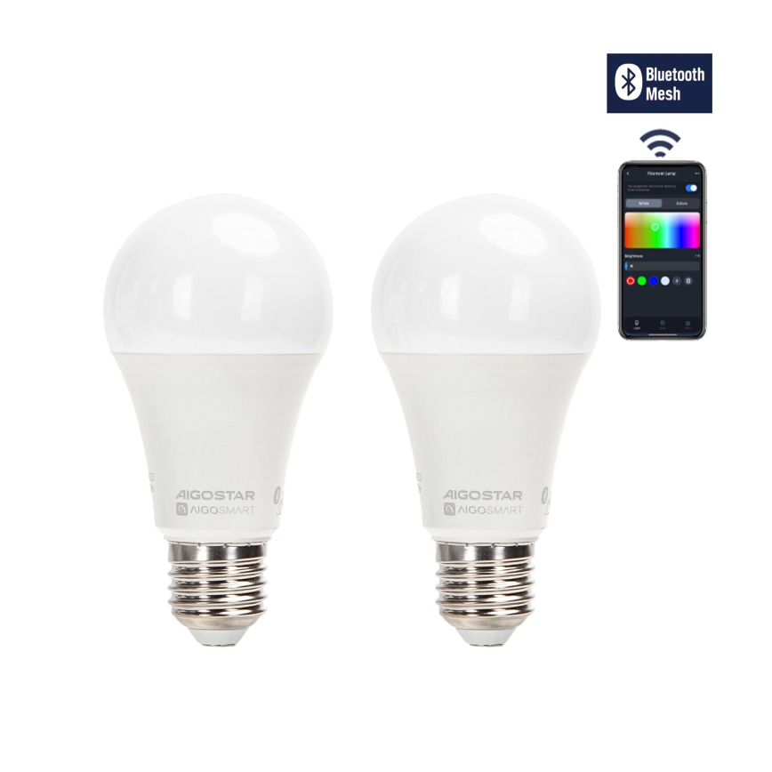 KOMPLEKTS 2x LED RGBW Aptumšojama spuldze MESH Viedā G45 E14/4,5W/230V 2700-6500K + tālvadības pults - Aigostar