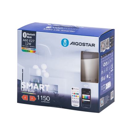 KOMPLEKTS 2x LED RGBW Aptumšojama spuldze MESH Viedā G45 E14/4,5W/230V 2700-6500K + tālvadības pults - Aigostar