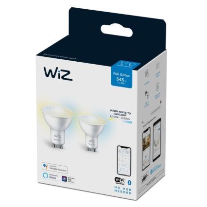 KOMPLEKTS 2x LED Aptumšojama spuldze PAR16 GU10/4,7W/230V 2700-6500K CRI 90 Wi-Fi - WiZ