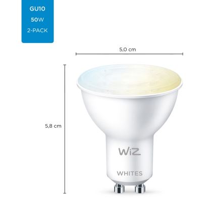 KOMPLEKTS 2x LED Aptumšojama spuldze PAR16 GU10/4,7W/230V 2700-6500K CRI 90 Wi-Fi - WiZ