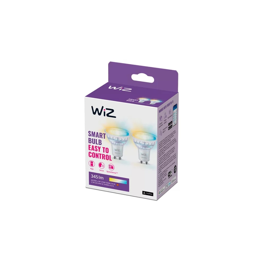 KOMPLEKTS 2x LED Aptumšojama spuldze PAR16 GU10/4,7W/230V 2700-6500K CRI 90 Wi-Fi-WiZ