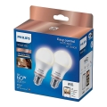 KOMPLEKTS 2x LED Aptumšojama spuldze Philips A60 E27/8W/230V Wi-Fi