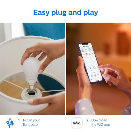 KOMPLEKTS 2x LED Aptumšojama spuldze Philips A60 E27/8W/230V Wi-Fi