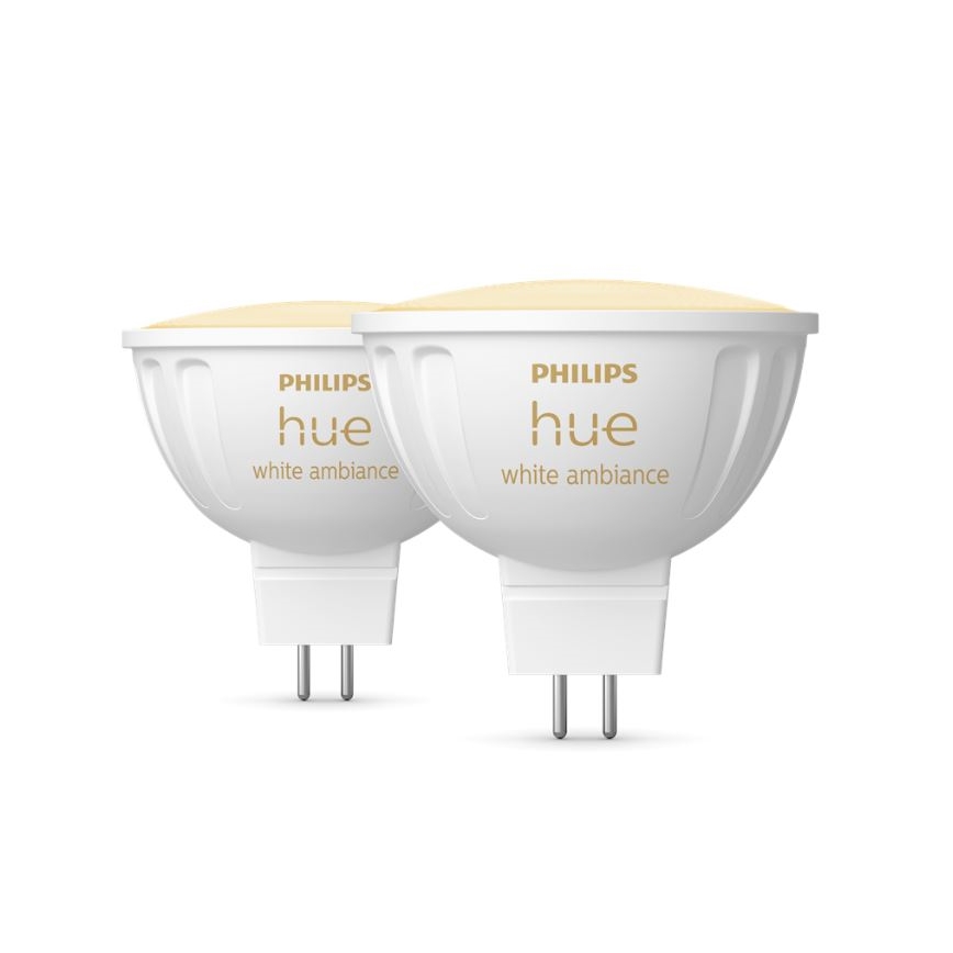 KOMPLEKTS 2x LED Aptumšojama spuldze Philips Hue White Ambiance GU5,3/MR16/5,1W/12V 2200-6500K