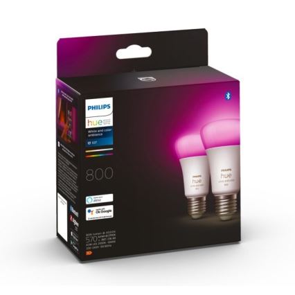 KOMPLEKTS 2x LED Aptumšojama spuldze Philips Hue White And Color Ambiance A60 E27/6,5W/230V 2000-6500K