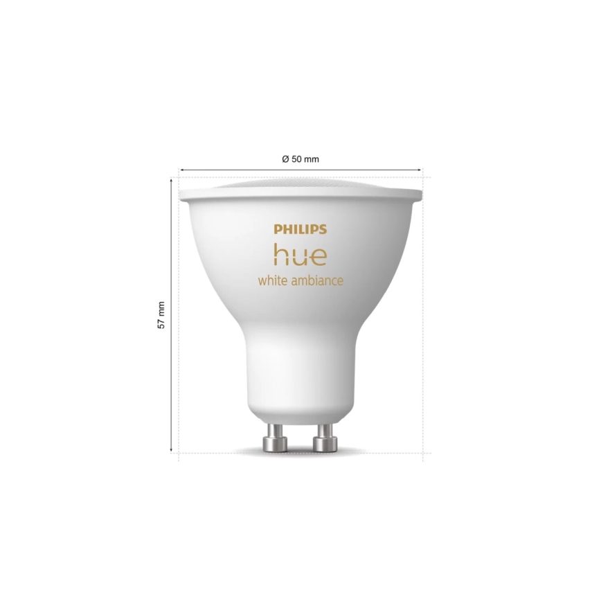 KOMPLEKTS 2x LED Aptumšojama spuldze Philips Hue WHITE AMBIANCE GU10/4,2W/230V 2200-6500K