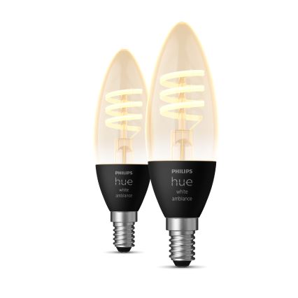 KOMPLEKTS 2x LED Aptumšojama spuldze Philips Hue WHITE AMBIANCE E14/4,6W/230V