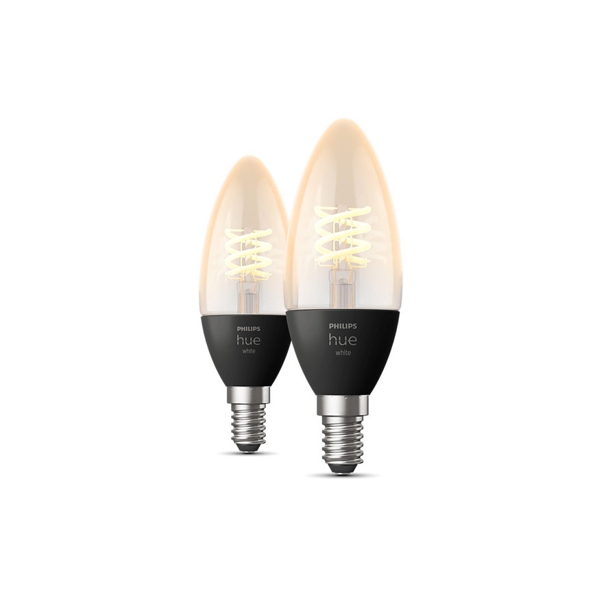 KOMPLEKTS 2x LED Aptumšojama spuldze Philips Hue WHITE FILAMENT E14/4,5W/230V 2100K