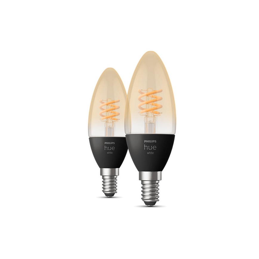 KOMPLEKTS 2x LED Aptumšojama spuldze Philips Hue WHITE FILAMENT E14/4,5W/230V 2100K