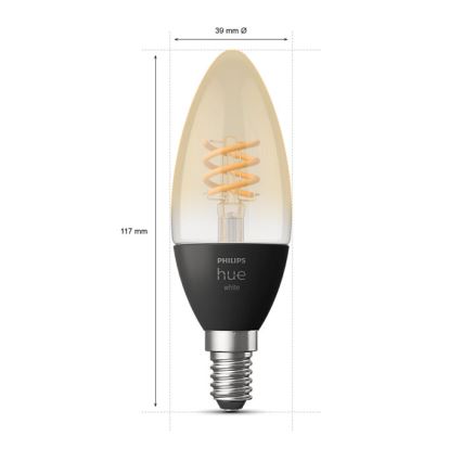 KOMPLEKTS 2x LED Aptumšojama spuldze Philips Hue WHITE FILAMENT E14/4,5W/230V 2100K