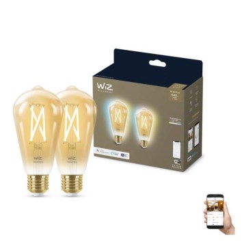 KOMPLEKTS 2x LED Aptumšojama spuldze VINTAGE FILAMENT ST64 E27/6,7W/230V 2000-5000K Wi-Fi - WiZ