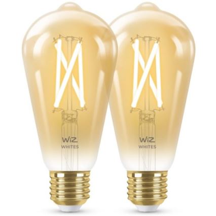 KOMPLEKTS 2x LED Aptumšojama spuldze VINTAGE FILAMENT ST64 E27/6,7W/230V 2000-5000K Wi-Fi - WiZ