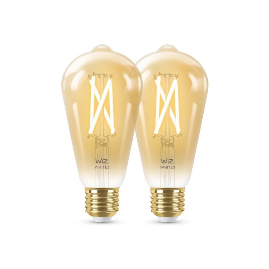 KOMPLEKTS 2x LED Aptumšojama spuldze VINTAGE FILAMENT ST64 E27/6,7W/230V 2000-5000K Wi-Fi - WiZ