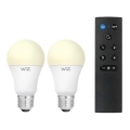Komplekts 2x LED aptumšojamas spuldzes A60 E27/9W/230V 2700K Wi-Fi + tālvadības pults - WiZ