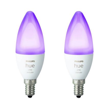 Komplekts 2x LED Aptumšojamās spuldzes Philips Hue WHITE AND COLOR AMBIANCE B39 E14/5,3W/230V 2200K - 6500K