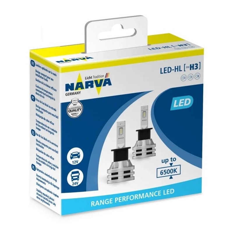 KOMPLEKTS 2x LED Auto spuldzes H3 PK22s/19W/12V 6500K - Narva 18058RPNVAX2