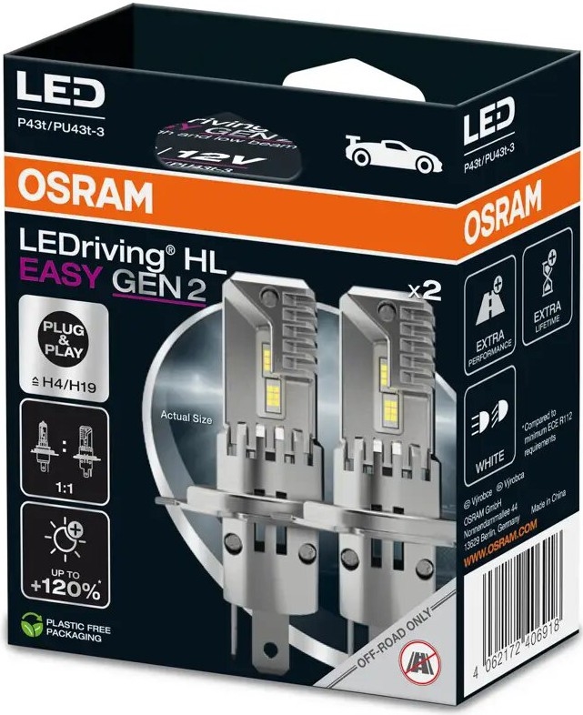 KOMPLEKTS 2x LED Auto spuldzes LEDriving H4/H19 P43t/PU43T-3/25W/12V 6500K - Osram