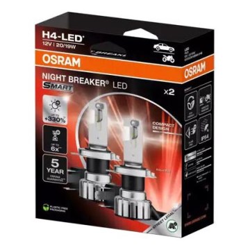 KOMPLEKTS 2x LED Auto spuldzes NIGHT BREAKER H4 P43t/20/19W/12V - Osram