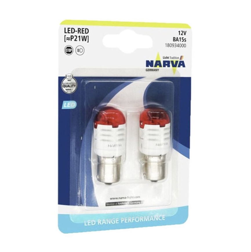 KOMPLEKTS 2x LED Auto spuldzes P21W BA15s/1,75W/12V sarkana - Narva 18093RPNVAB2