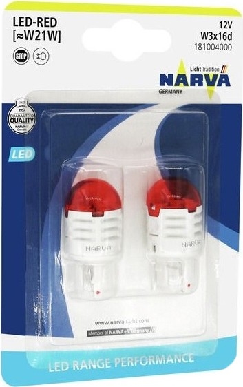 KOMPLEKTS 2x LED Auto spuldzes W21W W3x16d/1,75W/12V sarkana - Narva 18100RPNVAB2