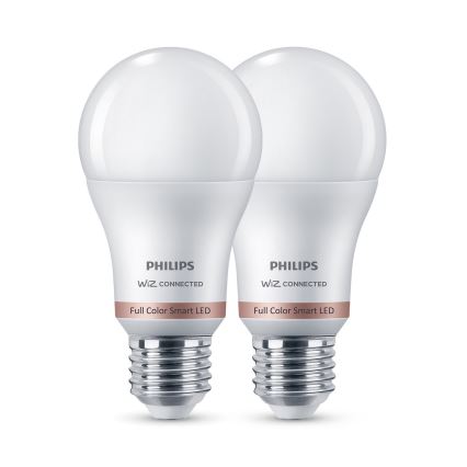 Komplekts 2x LED RGB dimmējama spuldze Philips SMART A60 E27/8,5W/230V 2200-6500K