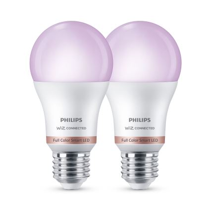 Komplekts 2x LED RGB dimmējama spuldze Philips SMART A60 E27/8,5W/230V 2200-6500K