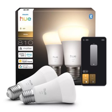 Komplekts: 2x LED dimmējamās spuldzes Philips Hue WHITE E27/7W/230V 2700K
