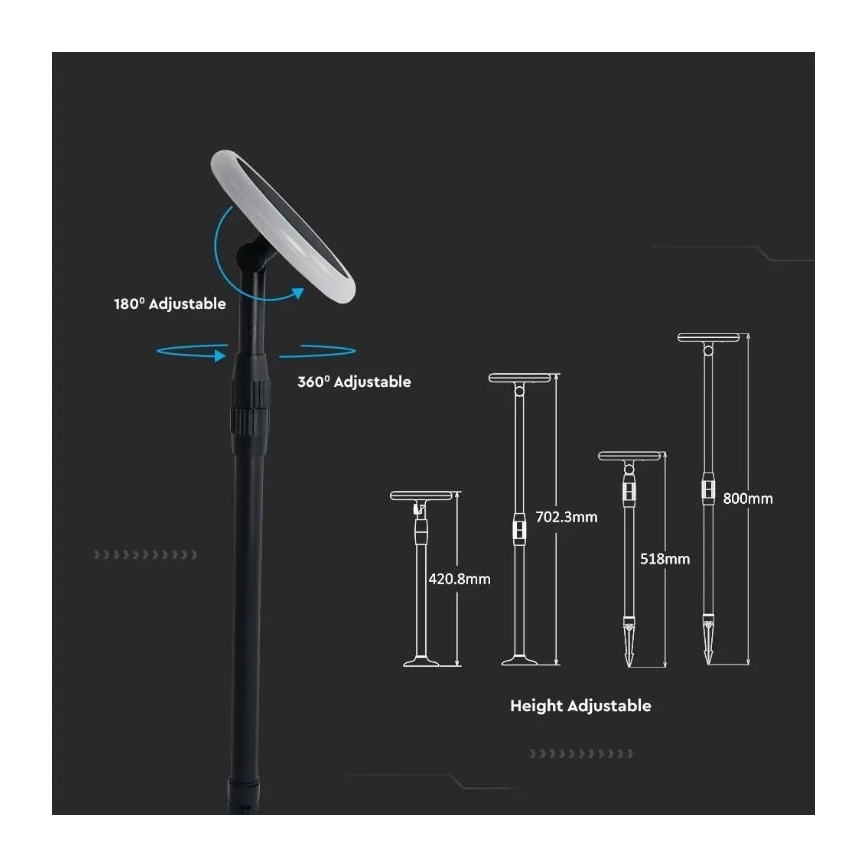 KOMPLEKTS 2x LED Regulējama saules enerģijas lampa GARDEN LED/3W/5V 42-80 cm 4000K IP65