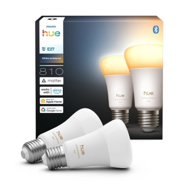 Komplekts 2x LED regulējamas spuldzes Philips Hue WHITE AMBIANCE E27/6W/230V 1000-20000K