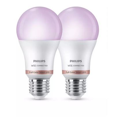 KOMPLEKTS 2x LED RGB Aptumšojama spuldze Philips A60 E27/8W/230V Wi-Fi
