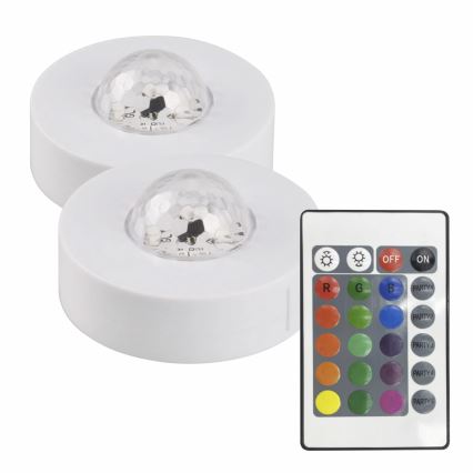 KOMPLEKTS 2x LED RGB Aptumšojama dekoratīva lampa FESTA 3xAAA/4,5V + tālvadības pults