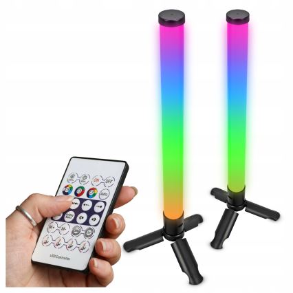 Komplekts 2x LED RGBIC galda lampa ar regulējamu spilgtumu LED/5W/5V melna + tālvadības pults