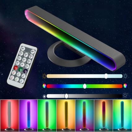 Komplekts 2x LED RGBIC regulējama galda lampa LED/5W/5V melna + tālvadības pults