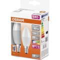 KOMPLEKTS 2x LED RGBW Aptumšojama spuldze B38 E14/4,9W/230V 2700K + tālvadības pults - Osram