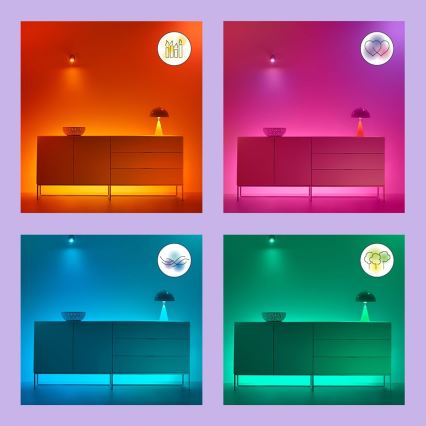 KOMPLEKTS 2x LED RGBW Aptumšojama spuldze C37 E14/4,9W/230V 2200-6500K Wi-Fi - WiZ